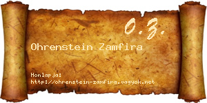 Ohrenstein Zamfira névjegykártya